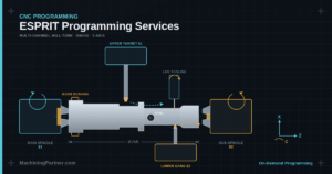 Read more about the article ESPRIT Programming Services: Multi-Channel Mill-Turn, Swiss & 5-Axis Done Right